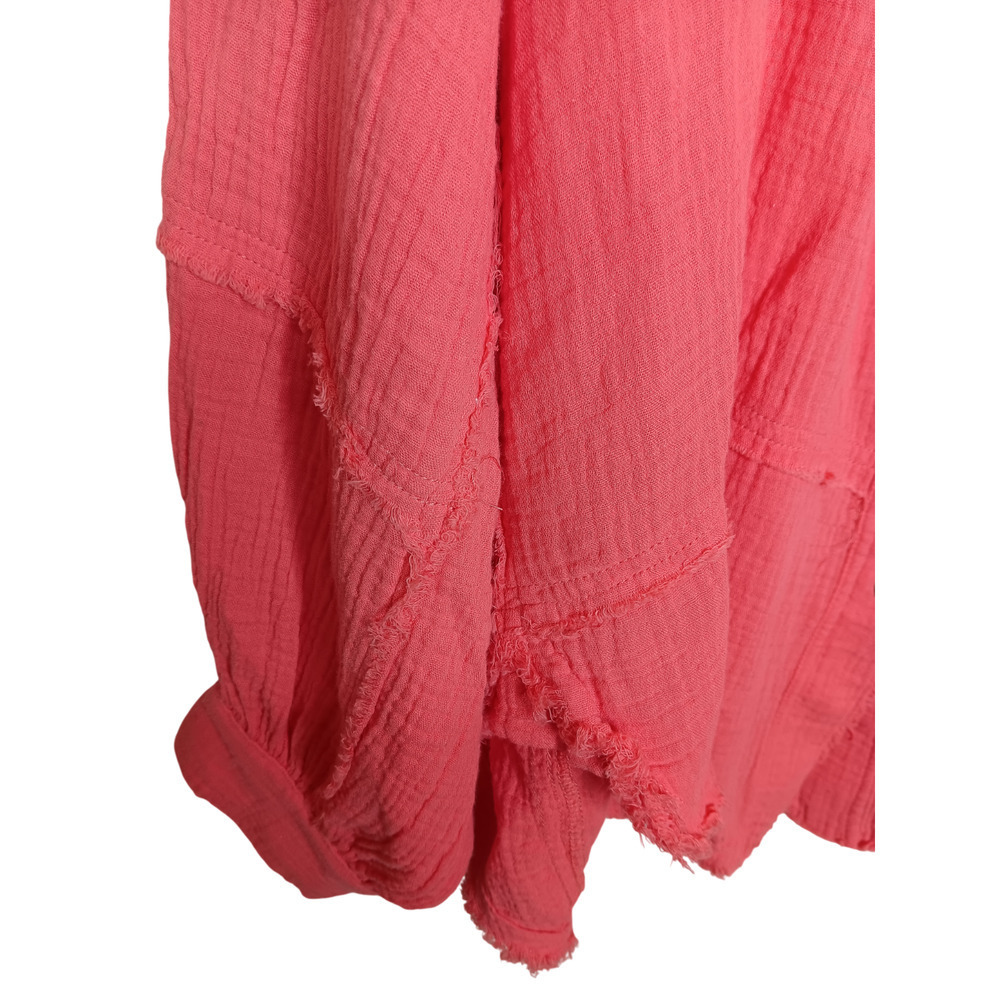 New Easel Los Angeles 2X Coral Pink Gauze Cotton Button Front Top Oversized - Picture 7 of 16